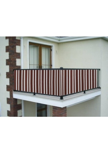 Ceylan Home Balkon Demir Perdesi Bağcıklı Kahve Kalın Çizgili 600X80