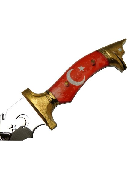 Yatağan Kmb Kurt Başlı Koleksiyon Bıçak 33CM - Testere Detaylı, Kurt Baskılı, Ayyıldızlı Mika Sap fiyatları