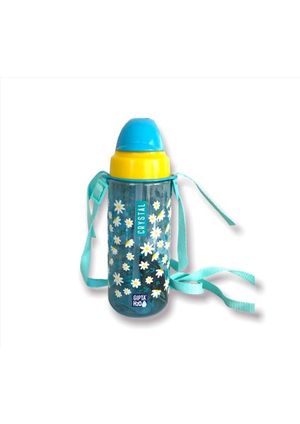 Crystal Tritan Desenli Pipetli Matara 500 cc - Sarı Papatyalar
