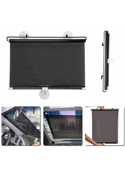 Polham Katlanabilir 45X125CM Araç Ön Cam Güneşlik Oto Perde Brandası Ev Araç Çok Amaçlı Perde