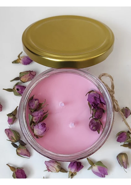 Candles Flame Gül Kokulu Aromaterapi Soya Mumu