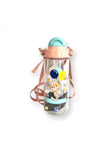 Blue-Me Tritan Desenli Pipetli Matara 500 cc - Pudra