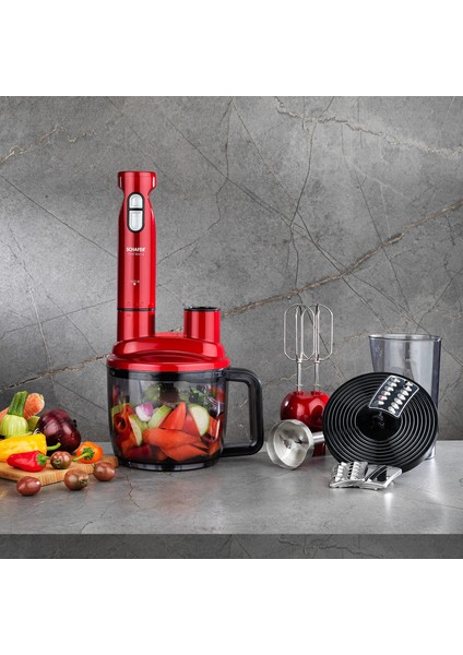 Chef Blend Mega Blender Set-Kırmızı