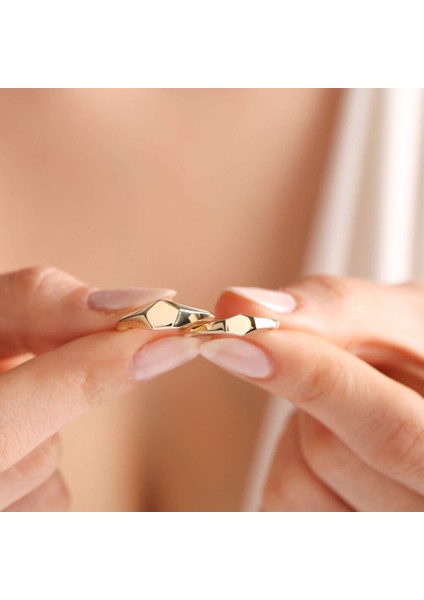 14K Altın Şövalye Yüzük (Kişiselleştir) Beşgen 0,6 cm fiyatları