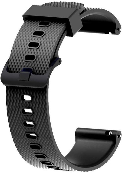 Amazfit Gts Krd-46 Suya Dayanıklı Tırtıklı Desen Silikon Kordon Siyah