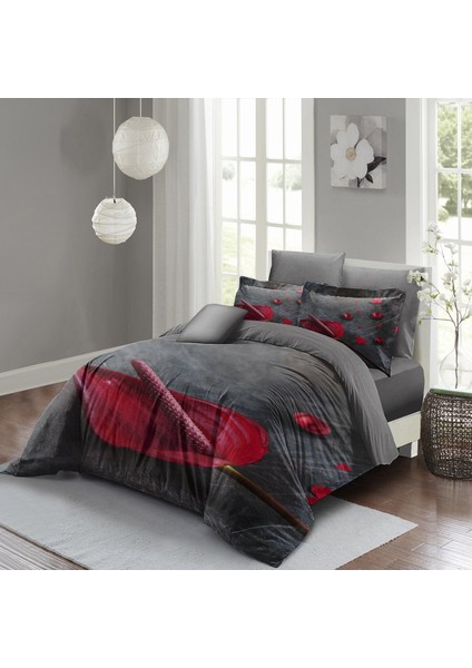 Gray Dream Çift Kişilik Nevresim Takımı 3D Pamuk Saten