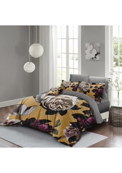 Hürrem Çiçekleri Çift Kişilik Nevresim Takımı 3D Pamuk Saten
