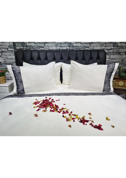 Thena Pamuk Saten Nevresim Takımı Krem Antrasit fiyatları