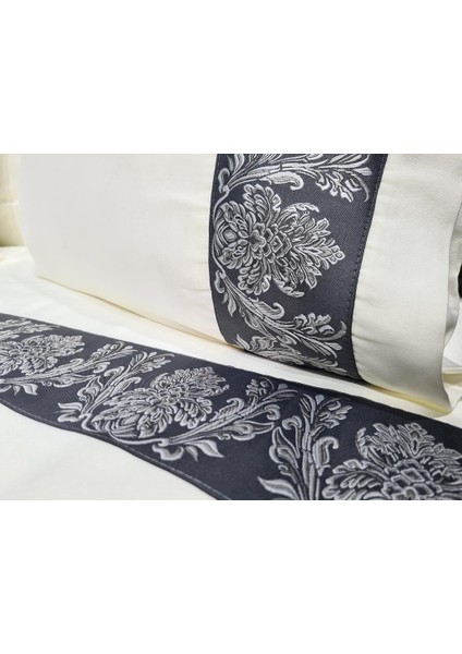 Thena Pamuk Saten Nevresim Takımı Krem Antrasit fırsatları