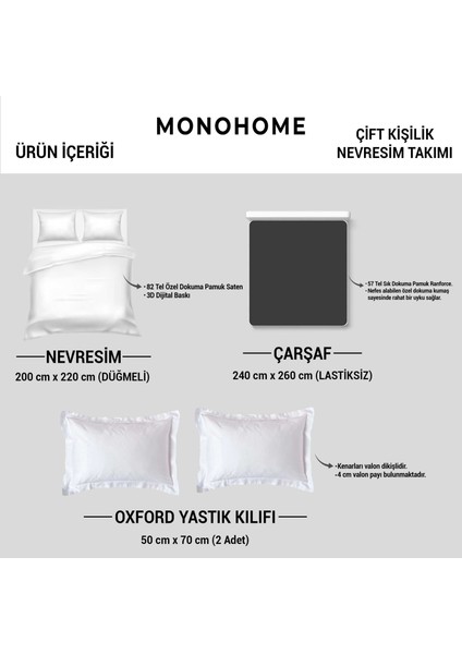Wool Heart Çift Kişilik Nevresim Takımı 3D Pamuk Saten