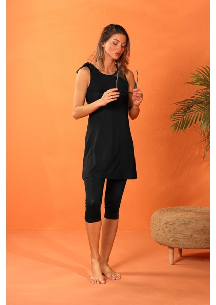 Rivamera Siyah Kadın File Detaylı Tasarım Yarı Kapalı Mayo M2205 modelleri