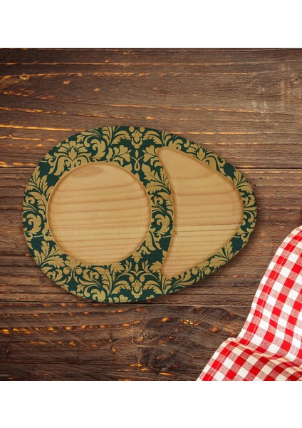 Kişiye Özel Retro Motif Tasarımlı Doğal Ahşap Tabaklı Heybeli Çay Bardağı Sunum Seti Model 8