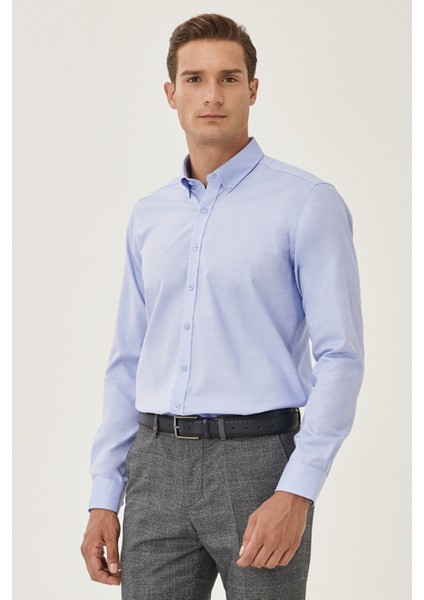 ALTINYILDIZ CLASSICS Erkek Açık Mavi Ütü Gerektirmeyen Non -ıron Slim Fit Dar Kesim %100 Pamuk Düğmeli Yaka Gömlek fırsatları