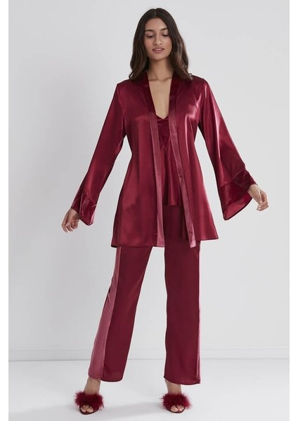 Saten 3lü Pijama Takımı 2040