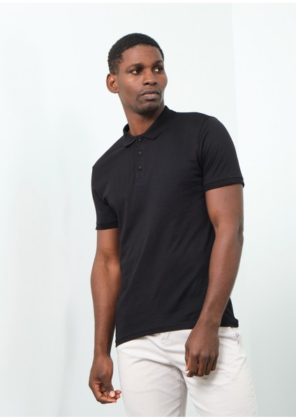 Bd Secret Polo Yaka Slim-Fit Tişört Siyah