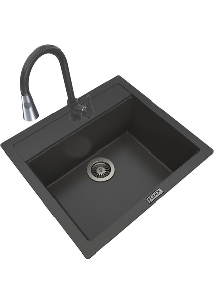 Cristalüx Granit Eviye P-08+Spiralli Antrasit