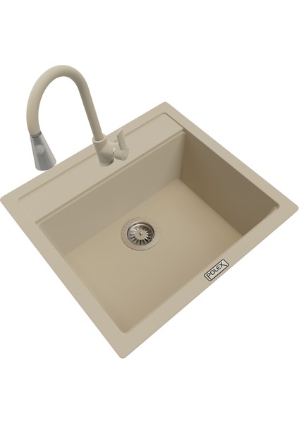 Cristalüx Granit Eviye P-08+Spiralli Bej