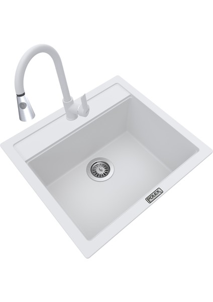 Cristalüx Granit Eviye P-08+Spiralli Beyaz