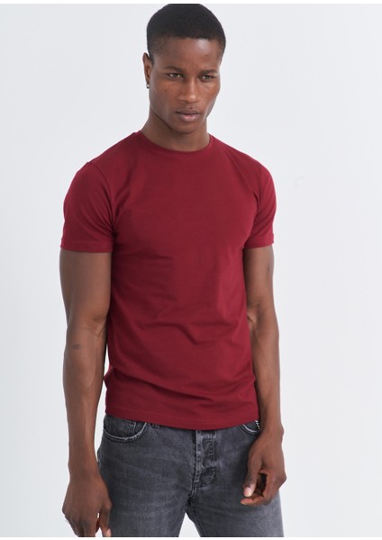 Bd Straight Slim-Fit Likralı Tişört Bordo fırsatları