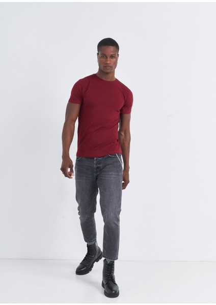 Bd Straight Slim-Fit Likralı Tişört Bordo indirimleri