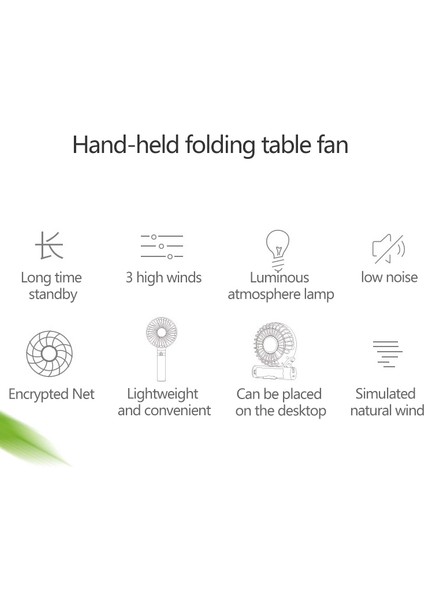 S2 Taşınabilir Katlanabilir El Electric Fan, 3 Hızlı Kontrol ve Gece Işığı (Gökyüzü Mavisi) (Yurt Dışından)
