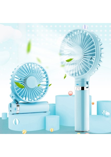 S2 Taşınabilir Katlanabilir El Electric Fan, 3 Hızlı Kontrol ve Gece Işığı (Gökyüzü Mavisi) (Yurt Dışından)