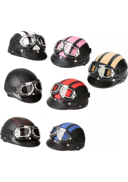Motosiklet Scooter Açık Yüz Yarım Deri Kask, Vizörlü(Yurt Dışından) fiyatları