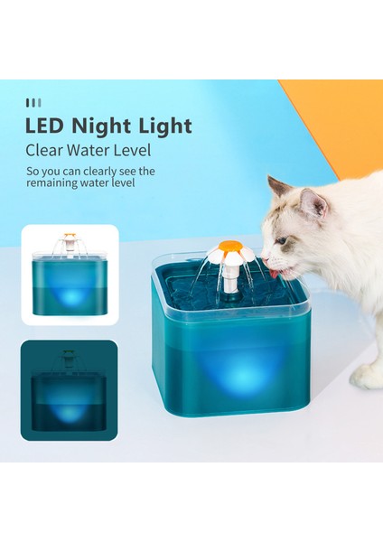 2l Kedi Su Fıskiyesi 3 Su Modu LED Gece Sessiz Pompalı