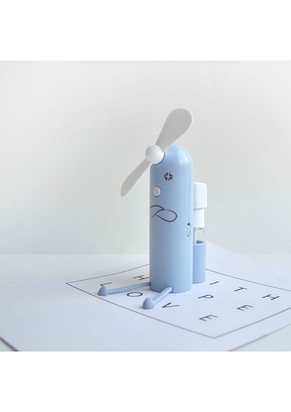 Yaratıcı Cep Telefonu Braket Karikatür Sprey Mini Fan Taşınabilir USB Fan (Mavi) (Yurt Dışından)