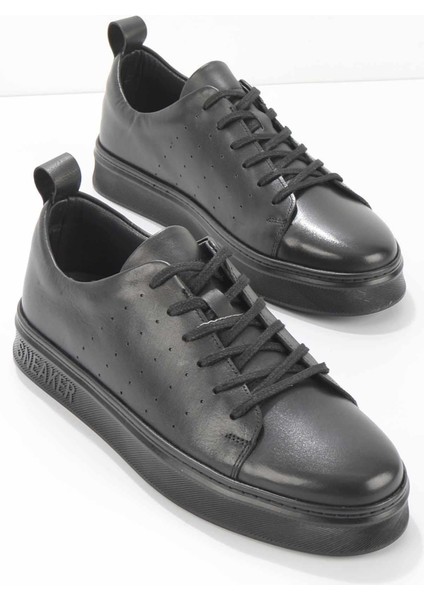 Siyah Leather Erkek Sneaker E018113381