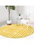 Real Homes Sarı Zeminde Geometrik Kare Motifli Gold Salon ve Oturma Odası Yıkanabilir Kaymaz Tabanlı Yuvarlak Halı 4