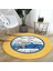 Real Homes Sarı Puantiyeli Papatyalı Araba Dijital Baskılı Modern Gold Banyo Yıkanabilir Kaymaz Tabanlı Yuvarlak Halı 3