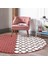 Real Homes Realhomes Modern Geometrik Desenli Dijital Baskılı Bordo Mutfak Yıkanabilir Kaymaz Tabanlı Yuvarlak Halı 2