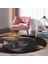 Real Homes Gold Siyahı Kadın Özel Tasarımlı Siyah Salon ve Oturma Odası Yıkanabilir Kaymaz Tabanlı Yuvarlak Halı 1