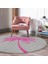 Real Homes Gri Zeminde Fuşya Palmiye Motifli Modern Pembe Salon ve Oturma Odası Yıkanabilir Kaymaz Tabanlı Yuvarlak Halı 4
