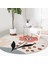 Real Homes Realhomes Bohem Gül Tasarımlı Renkli Salon ve Oturma Odası Yıkanabilir Kaymaz Tabanlı Yuvarlak Kadife Halı 4