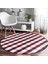 Real Homes Beyaz Zeminde Renkli Geometrik Desenli Dijital Baskılı Modern Bordo Ofis Yıkanabilir Kaymaz Tabanlı Yuvarlak Halı 3