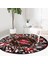 Real Homes Ekose Merry Christmas Desenli Dijital Baskılı Bordo Salon ve Oturma Odası Yıkanabilir Kaymaz Tabanlı Yuvarlak Halı 1