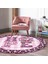 Real Homes Realhomes Pembe Leopar Desenli Hope Tasarımlı Modern Outdoor Yıkanabilir Kaymaz Tabanlı Yuvarlak Halı 3
