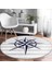 Real Homes Gri Beyaz Zeminde Pusula Desenli Dijital Baskılı Modern Lacivert Outdoor Yıkanabilir Kaymaz Tabanlı Yuvarlak Halı 2