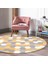 Real Homes Renkli Zeminde Geometrik Çizim Dijital Baskılı Modern Gold Salon ve Oturma Odası Yıkanabilir Kaymaz Tabanlı Yuvarlak Halı 3