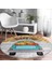 Real Homes Realhomes Sonbahar Temalı Kabak Motifli Turkuaz Outdoor Yıkanabilir Kaymaz Tabanlı Yuvarlak Kadife Halı 2
