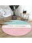 Real Homes Hello Beautiful Mavi ve Pembe Dijital Baskılı Koridor Antre Yıkanabilir Kaymaz Tabanlı Yuvarlak Halı 3