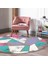 Real Homes Realhomes Geometrik Şekilli Mermer Baskılı Modern Pembe Salon ve Oturma Odası Yıkanabilir Kaymaz Tabanlı Yuvarlak Halı 4