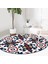 Real Homes Lacivert Bordo Damask Motifli Modern Salon ve Oturma Odası Yıkanabilir Kaymaz Tabanlı Yuvarlak Halı 4
