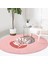 Real Homes Pembe Zemin Yaprak Çizimli Onedraw Temalı Modern Mutfak Yıkanabilir Kaymaz Tabanlı Yuvarlak Halı 1