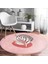 Real Homes Pembe Zemin Yaprak Çizimli Onedraw Temalı Modern Mutfak Yıkanabilir Kaymaz Tabanlı Yuvarlak Halı 3