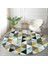 Real Homes Pastel Zeminde Gold Detaylı Geometrik Desenli Dijital Baskılı Modern Renkli Koridor ve Antre Kaymaz Tabanlı Yuvarlak Halı 4