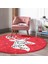 Real Homes Realhomes Merry Christmas Geyik Desenli Bordo Salon ve Oturma Odası Yıkanabilir Kaymaz Tabanlı Yuvarlak Halı 1