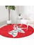 Real Homes Realhomes Merry Christmas Geyik Desenli Bordo Salon ve Oturma Odası Yıkanabilir Kaymaz Tabanlı Yuvarlak Halı 4